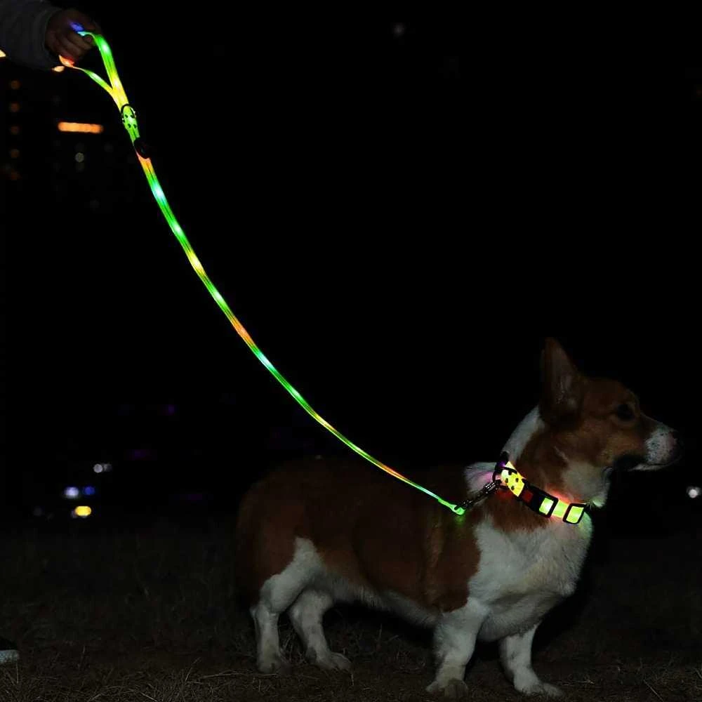 DOGGY VILLAGE Signal pavadėlis MT7120 red - LED dog pavadėlis - 1.2 m