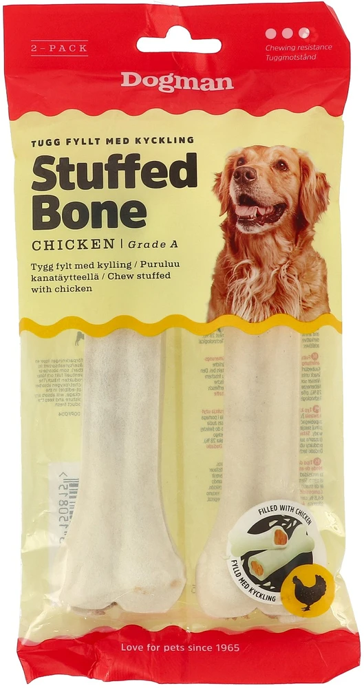 Dogman vištiena stuffed bone 2-p M