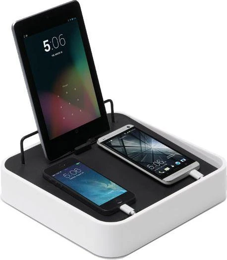 Bluelounge Sanctuary4 doko stotelė su USB įkroviklis 4 baltiems įrenginiams