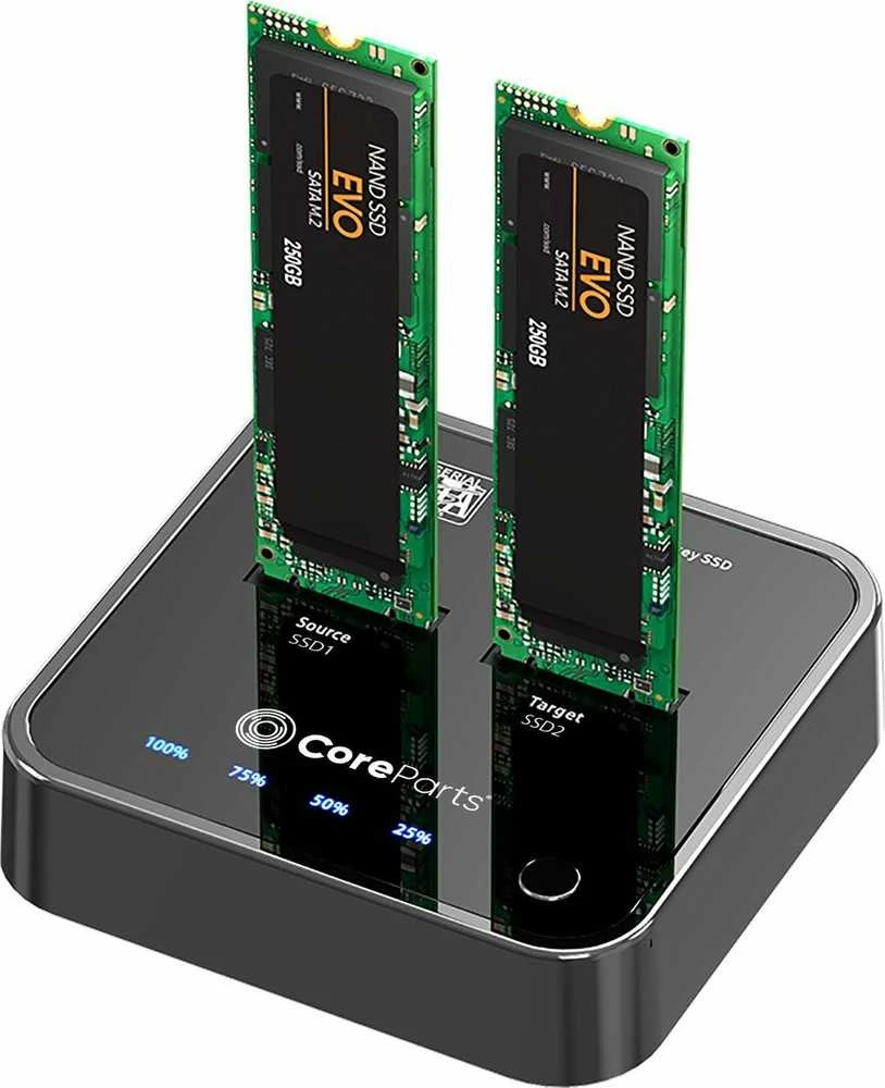 CoreParts SSD klonavimo stotelė su dviem įstatytais diskais