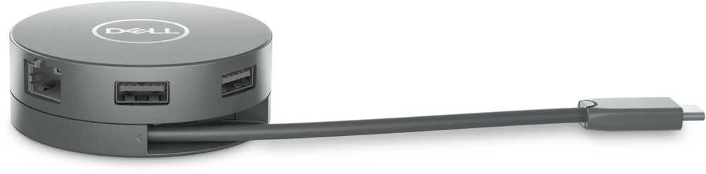 DELL 6 viename USB-C daugiaprievadis adapteris – DA305, laidinis, USB 3.2 Gen 2 (3.1 Gen 2) Type-C, 10, 100, 1000 Mbit/s, sidabrinis, 3840 x 2160 pikselių, Dell
