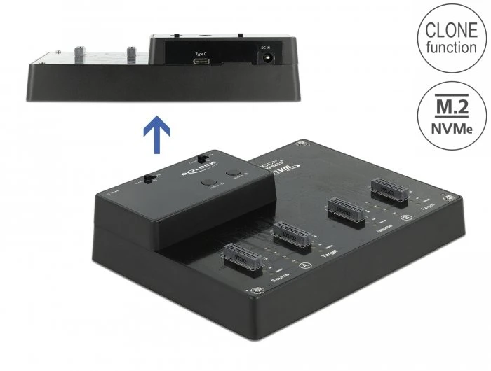 Doko stotelė Delock DeLOCK Doko stotelė M.2 dla 4 x M.2 NVMe PCIe SSD su funkcija klonowania