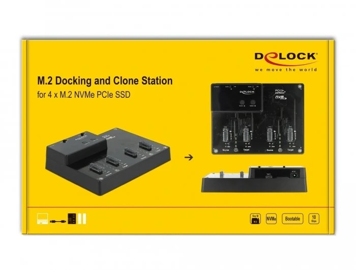 Doko stotelė Delock DeLOCK Doko stotelė M.2 dla 4 x M.2 NVMe PCIe SSD su funkcija klonowania