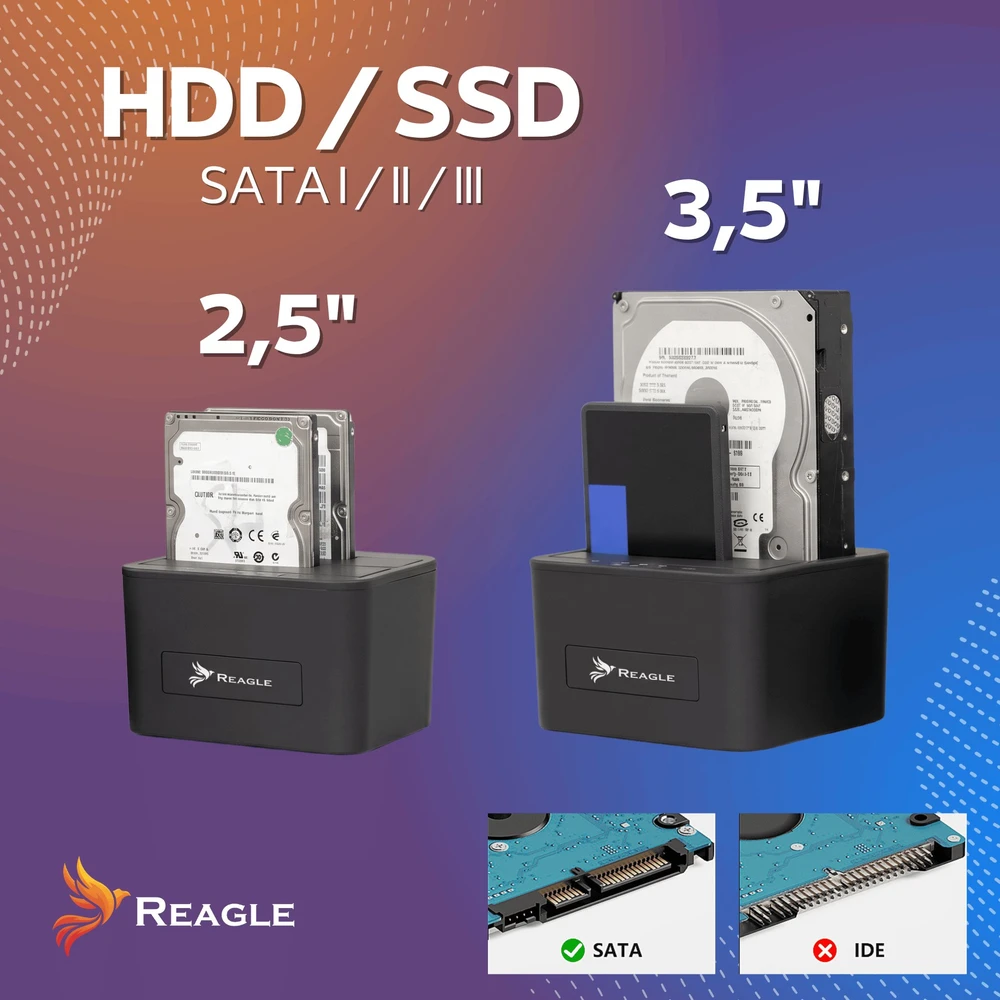 Dokavimo stotis Fideco 2x 2.5''/3.5'' SATA – USB 3.2 Gen 1 (YBZ04-S2-U3)