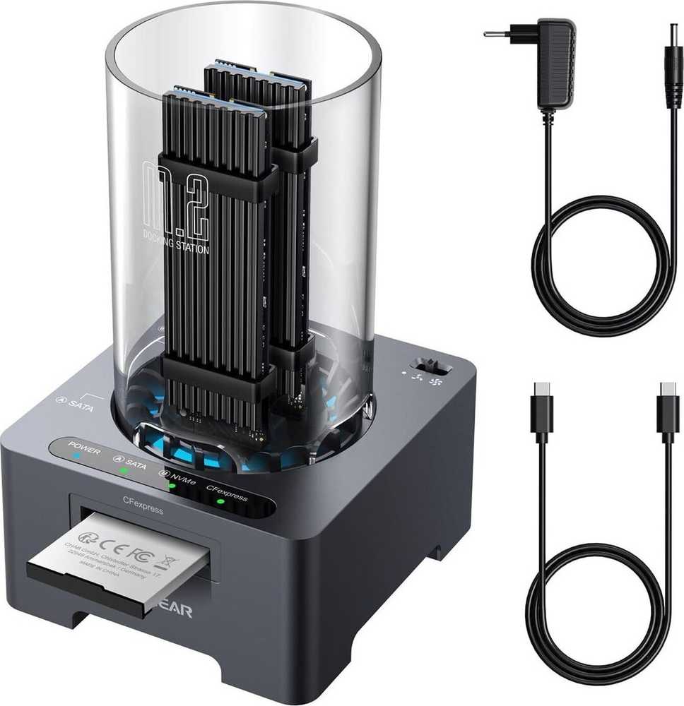 GAU GRAUGEAR G-M2DK-CR-10G saugojimo diskų prijungimo stotis USB 3.2 Gen 2 (3.1 Gen 1) Type-C Pilka