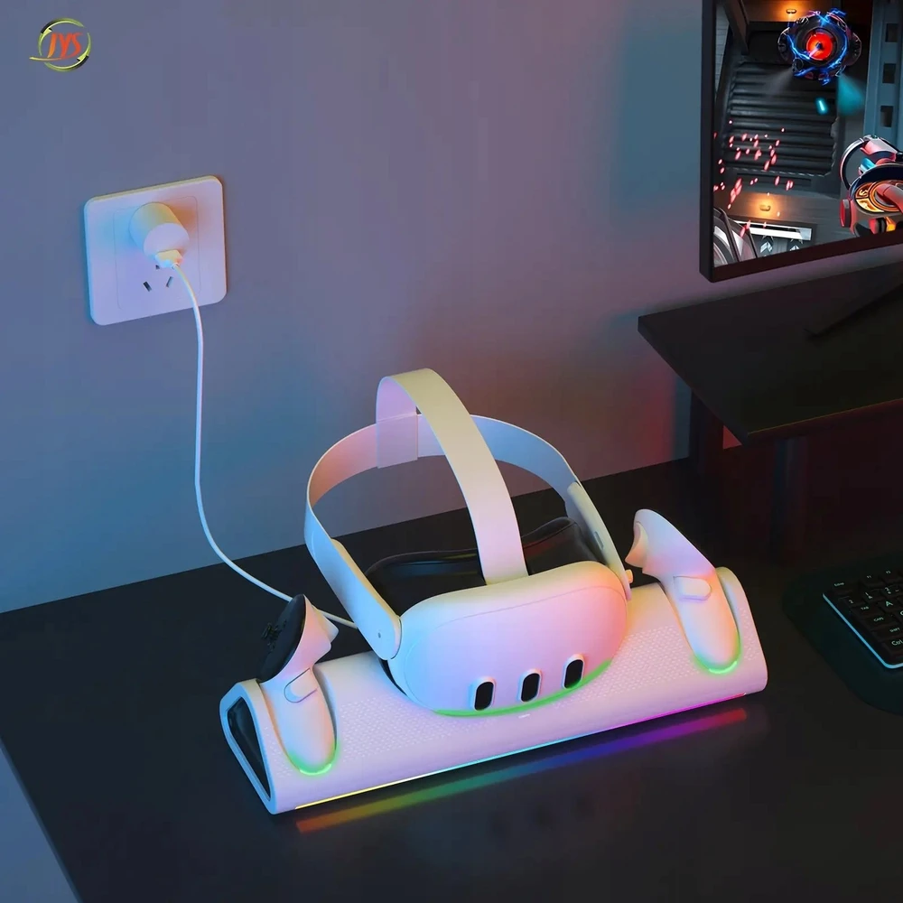 JYS Doko stotelė Įkroviklis Stojak Do Gogli Oculus Quest 3 +2x Akumuliatorius Pad / Jys-mq006