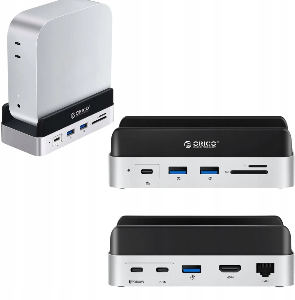 „Orico MiniDock 10-in-1“ prijungimo stotelė su SSD kietojo disko lizdu – „Sidabrinis“