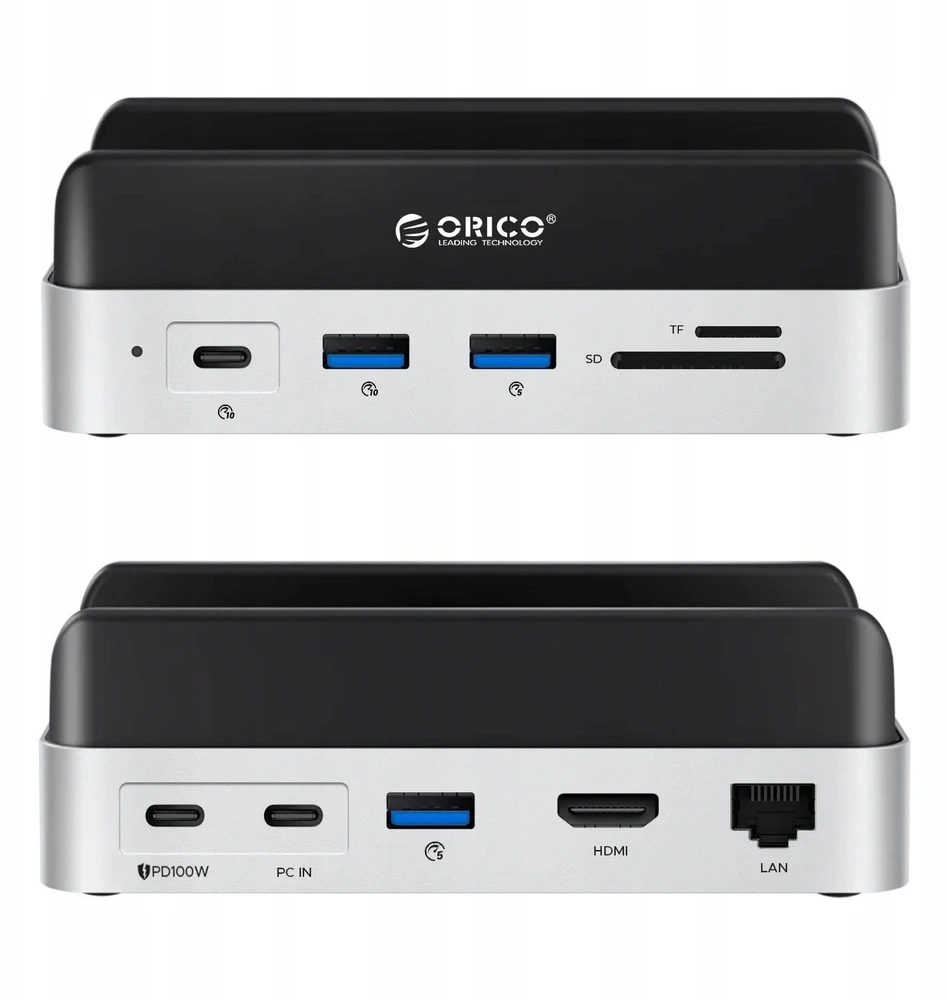 „Orico MiniDock 10-in-1“ prijungimo stotelė su SSD kietojo disko lizdu – „Sidabrinis“