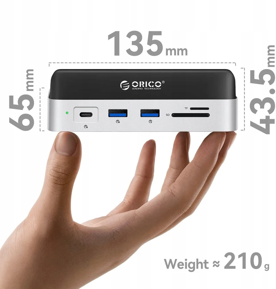 „Orico MiniDock 10-in-1“ prijungimo stotelė su SSD kietojo disko lizdu – „Sidabrinis“
