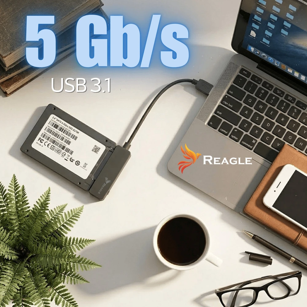 Dokavimo stotis Qoltec Adapteris SATA USB SSD HDD 2,5'' 2 viename USB-C 3.1 5Gb/s REAGLE DISKO PERĖJIMAS KABELIS DISKUI