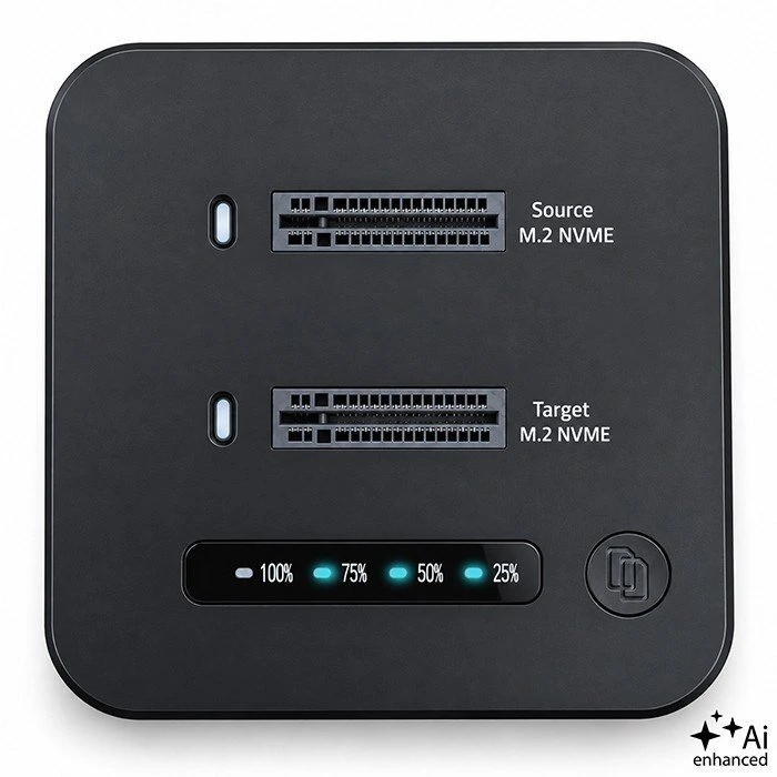 Qoltec Doko stotelė SSD M.2 NVMe diskams | PCIe | DUAL 2 x 8TB | USB-C 3.2 | 10Gb/s | klonavimas neprisijungus
