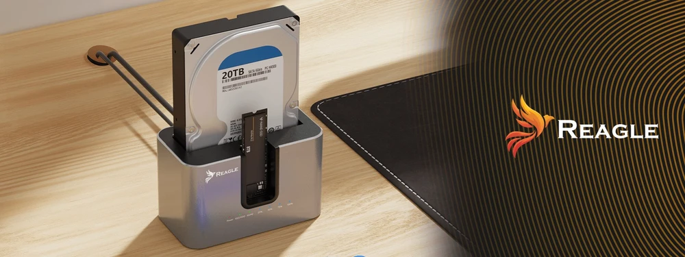 Doko stotelė Reagle Doko stotelė DYSKU SSD HDD SATA 2,5'' 3,5'' NVME M.2 USB ADAPTER KLONUJĄCY
