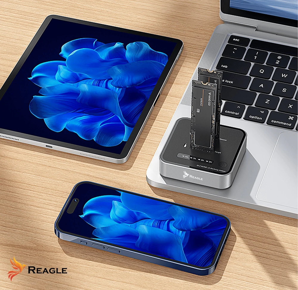 Doko stotelė Reagle Stacja klonująca dysk SSD NVME PCIe M.2 USB-C 3.2 M2 Adapteris do 4TB 20gbps