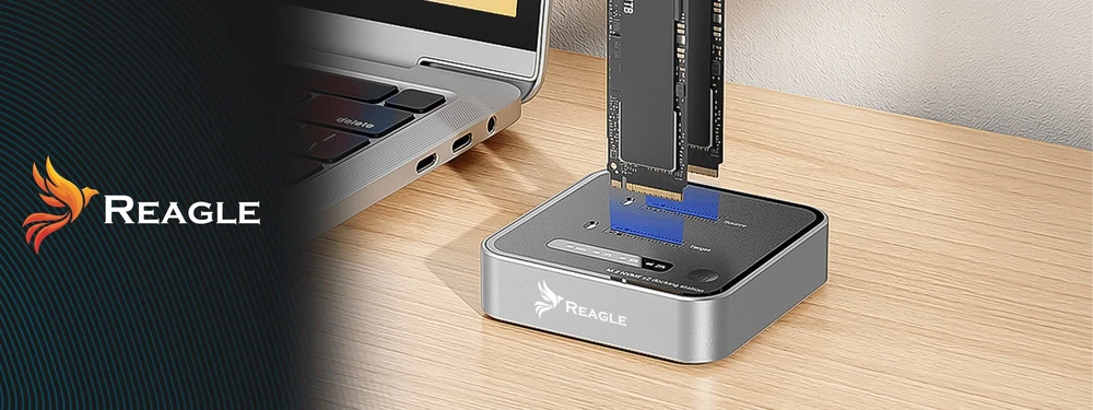 Doko stotelė Reagle Stacja klonująca dysk SSD NVME PCIe M.2 USB-C 3.2 M2 Adapteris do 4TB 20gbps