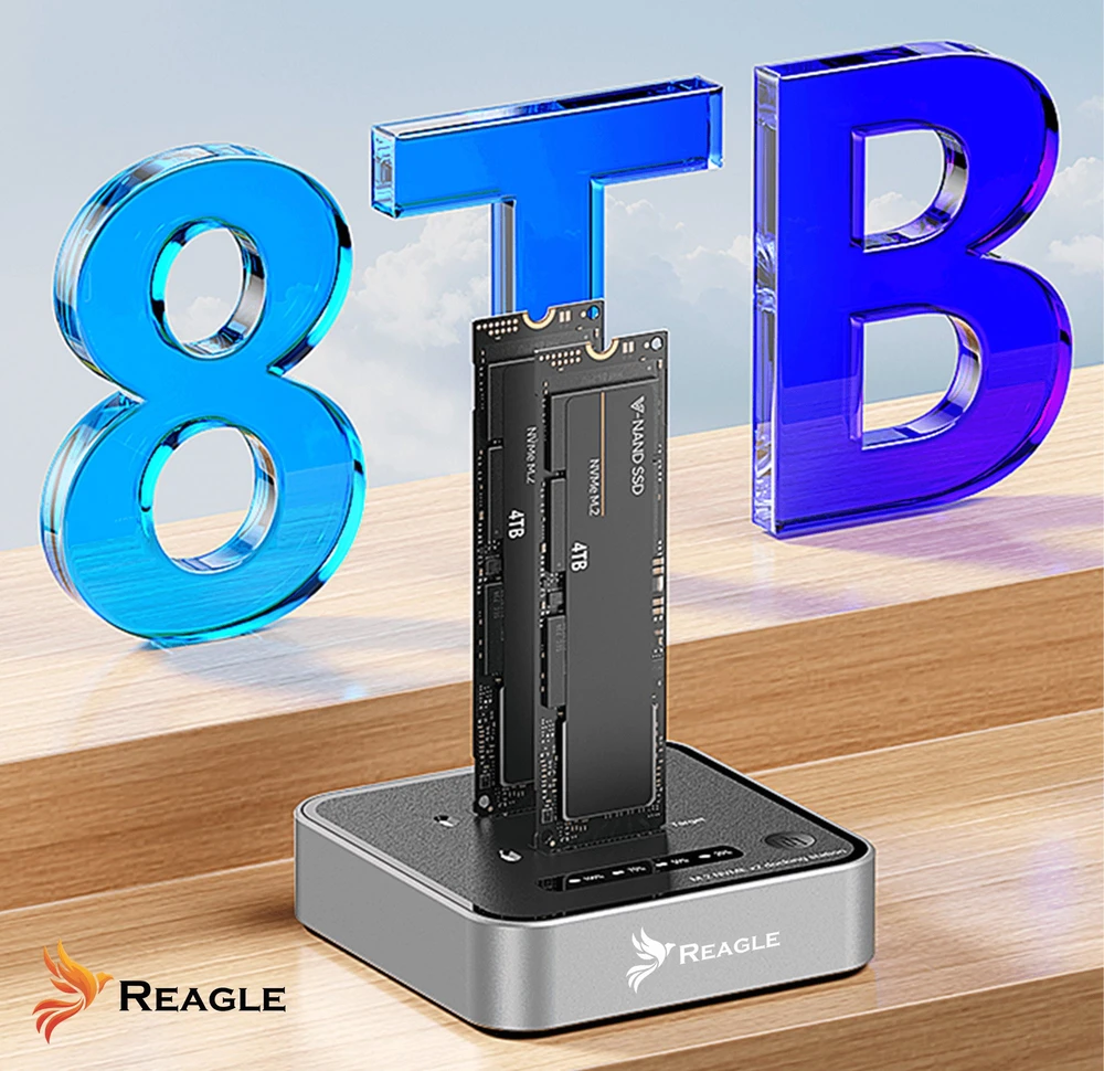 Doko stotelė Reagle Stacja klonująca dysk SSD NVME PCIe M.2 USB-C 3.2 M2 Adapteris do 4TB 20gbps