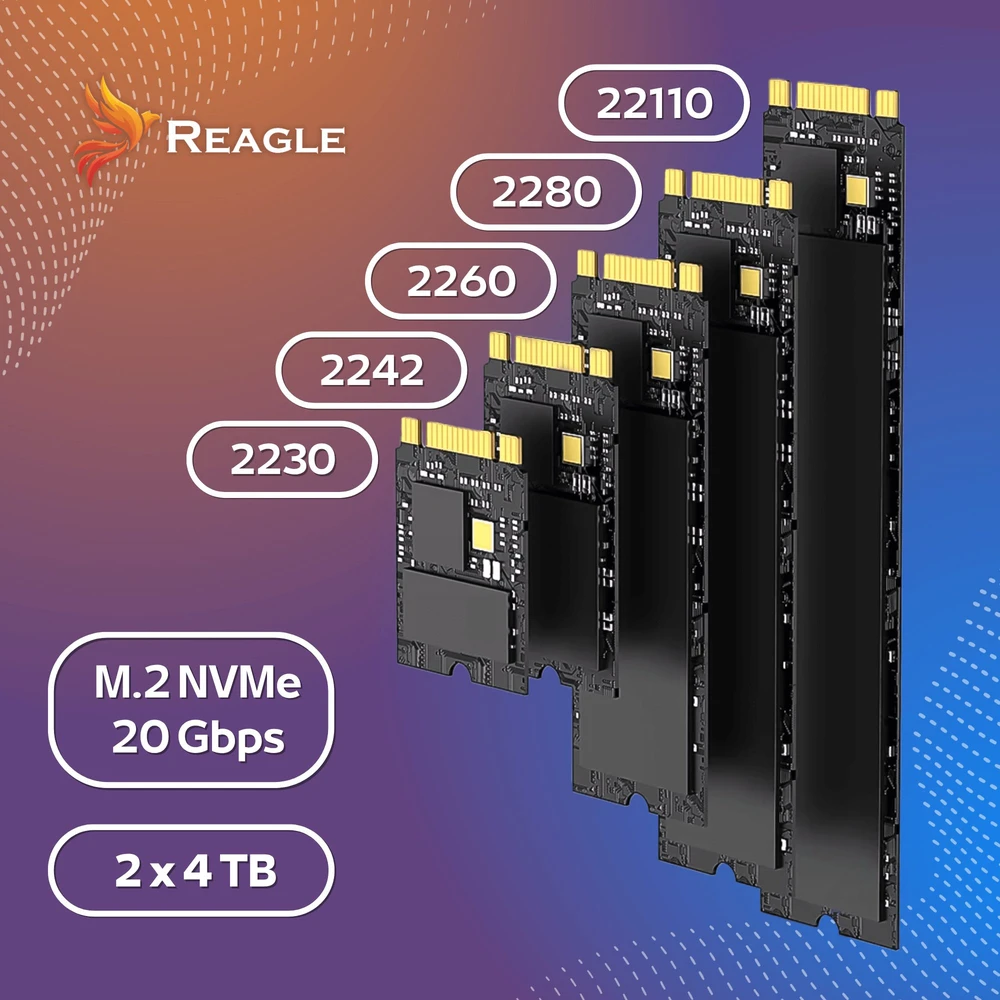 Doko stotelė Reagle Stacja klonująca dysk SSD NVME PCIe M.2 USB-C 3.2 M2 Adapteris do 4TB 20gbps