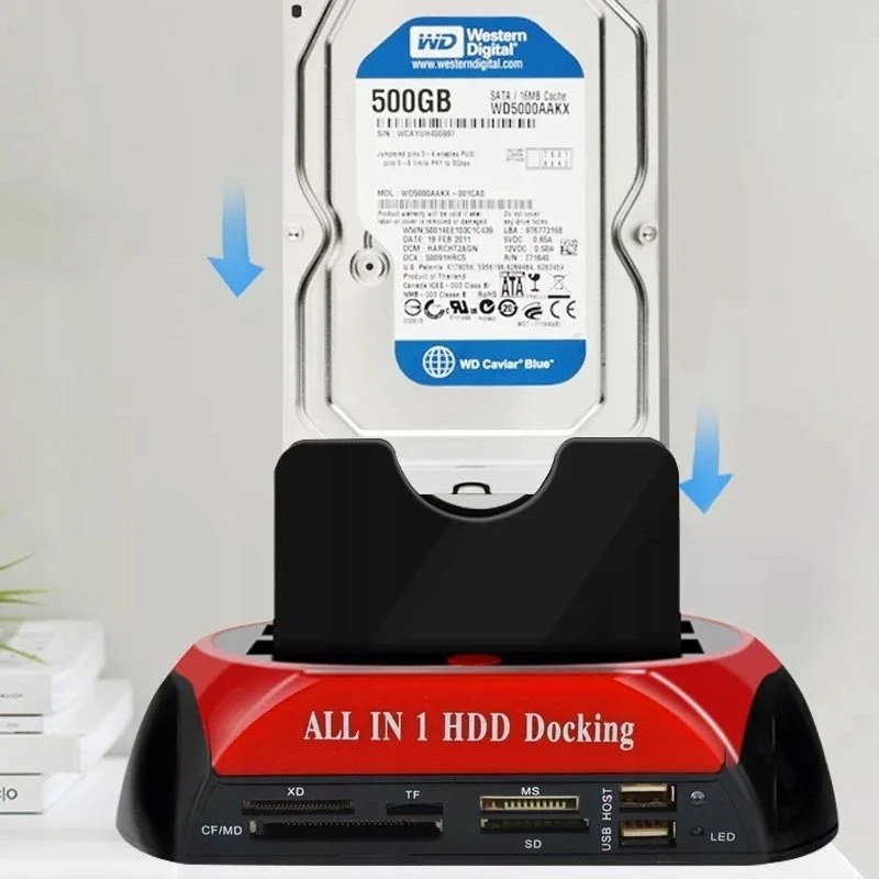 Retoo Stacja SATA diskų prijungimo stotelė, kortelių skaitytuvas 2,5' 3,5' IDE HDD SSD USB 3.0
