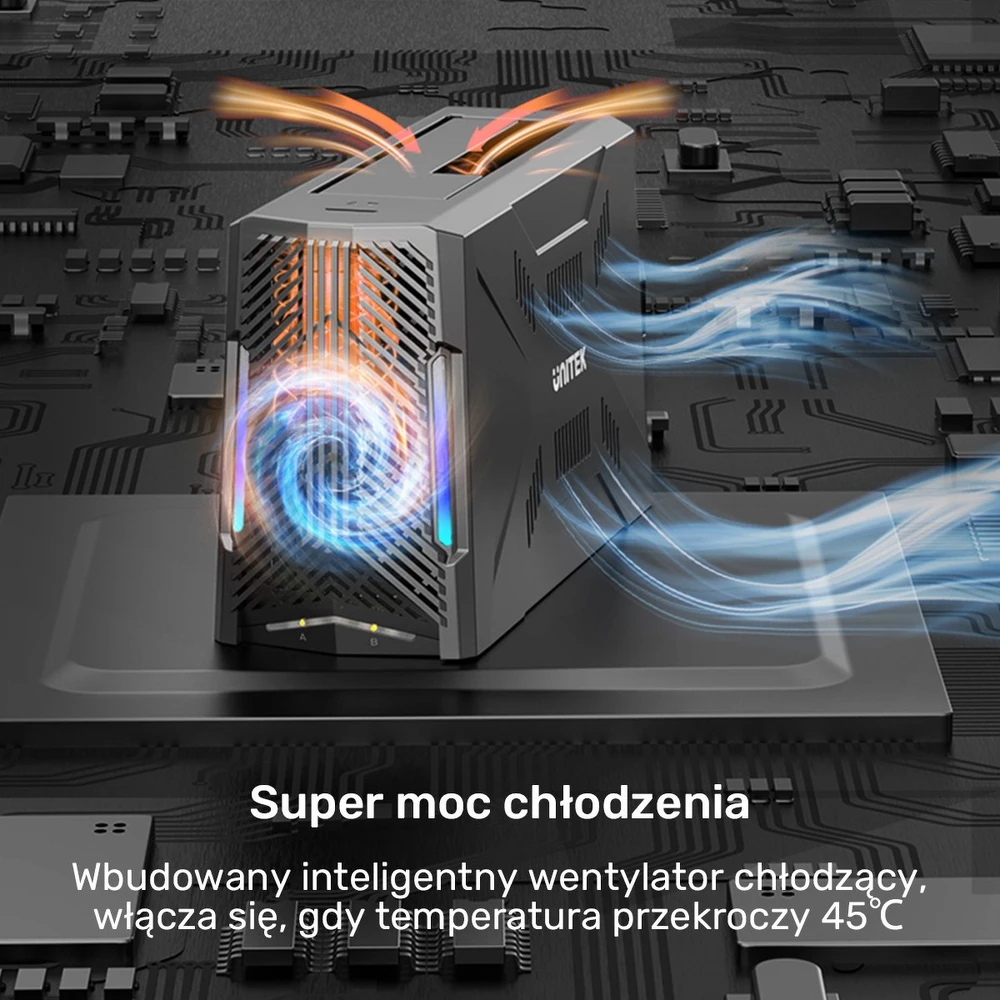 Unitek Doko stotelė, 1x dysk M.2 NVMe, 1x dysk SATA, USB-C 10 Gbps