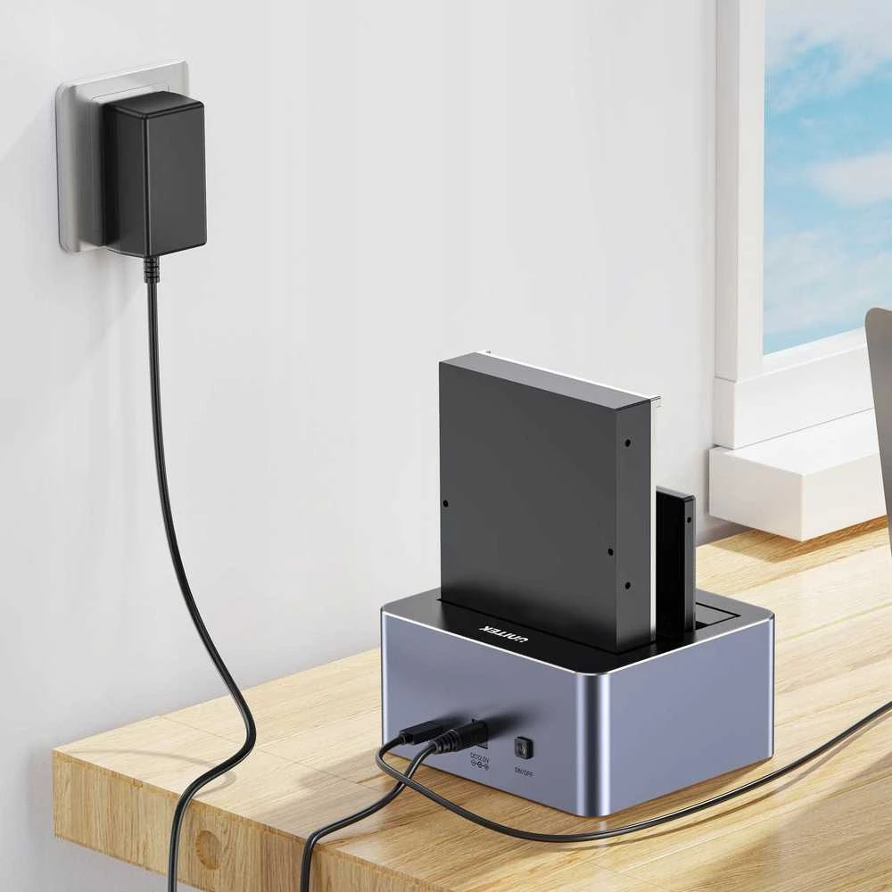 Klonavimo Stotis - UNITEK 2X SATA 10GB USB-C Aliuminio Pilka