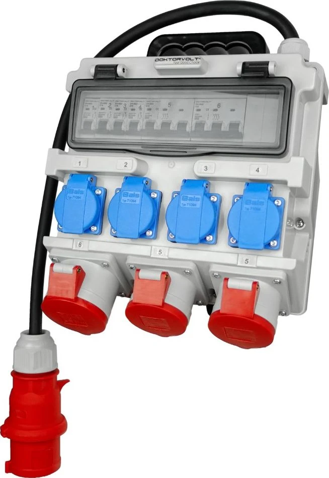 DV-7273-D Statybinė skirstomoji įranga TR-S 32A 2x16A 4x230V Schuko Doktorvolt 7273