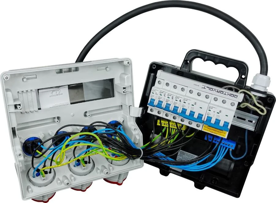 DV-7273-D Statybinė skirstomoji įranga TR-S 32A 2x16A 4x230V Schuko Doktorvolt 7273
