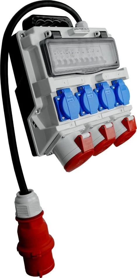 DV-7273-D Statybinė skirstomoji įranga TR-S 32A 2x16A 4x230V Schuko Doktorvolt 7273