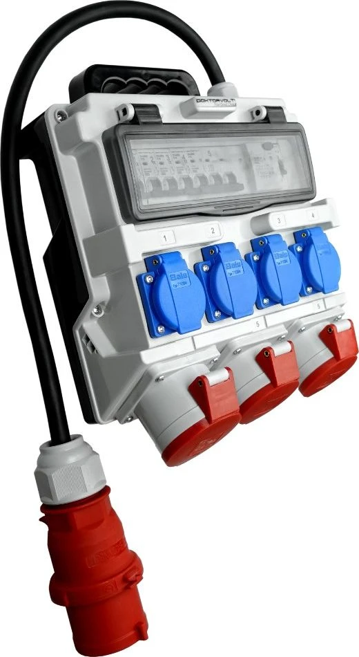 DV-7266-D Statybinė skirstomoji įranga TR-S/FI 32A 2x16A 4x230V SKH Schuko Doktorvolt 7266
