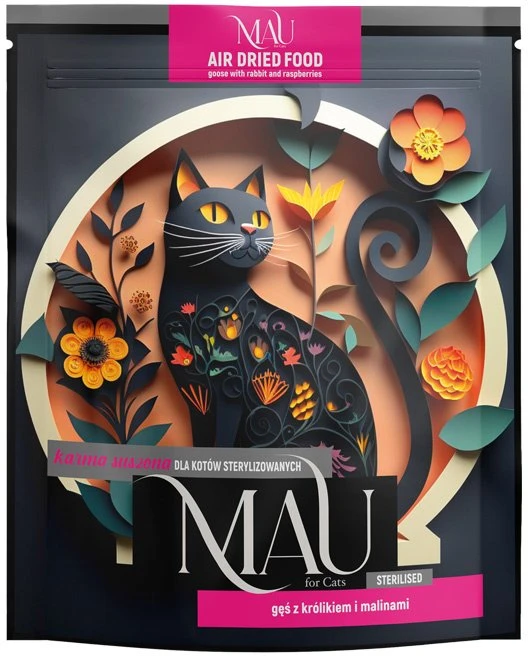 Dolina Noteci MAU Air dried Sterilised Goose with rabbit and raspberries – sausas kačių maistas – 700g