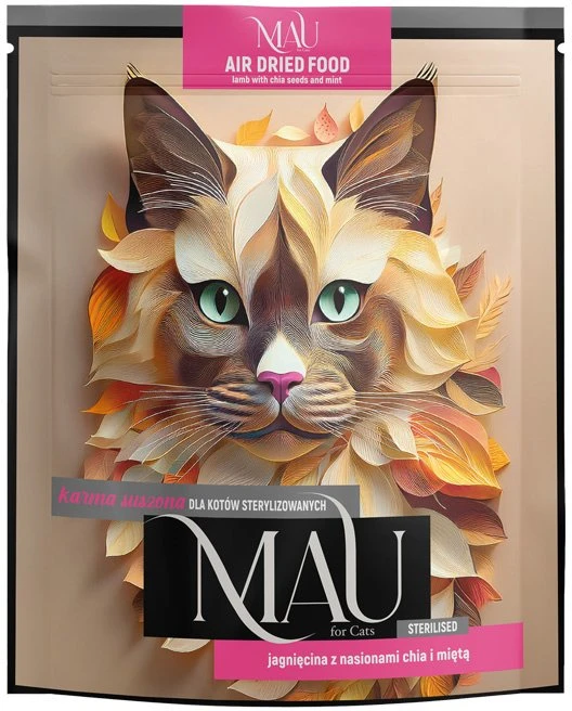 Dolina Noteci MAU Air dried Sterilised ėriena with chia seeds and mint – sausas kačių maistas – 700g