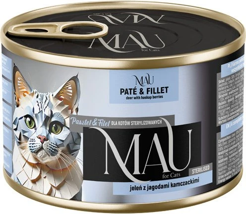 Dolina Noteci MAU Pate and Fillet Sterilised Deer with haskap berries – šlapias kačių maistas – 185g