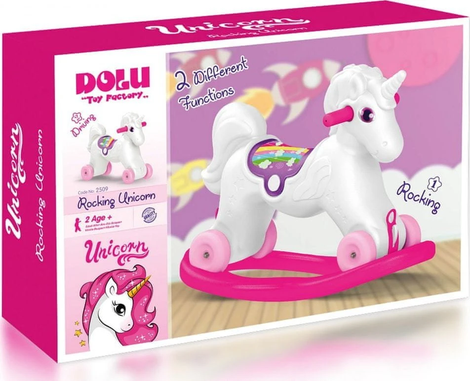 Supamas arkliukas su ratukais Dolu Unicorn 2in1, 2509