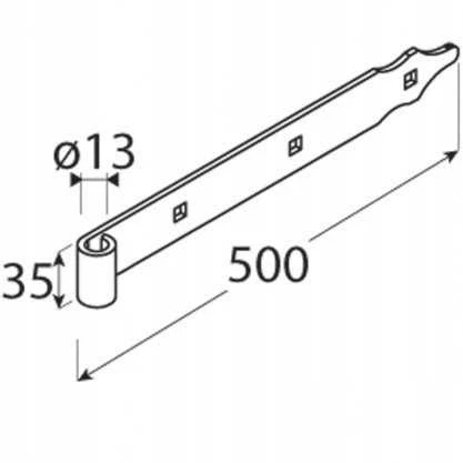 Domax Tvirtinimo detalė durims/vartams 1.3cm x 3.5 cm, 50 cm juoda
