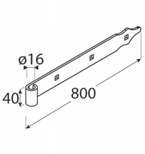 Domax Tvirtinimo detalė durims/vartams 1.6 cm x 4 cm, 80 cm, juoda