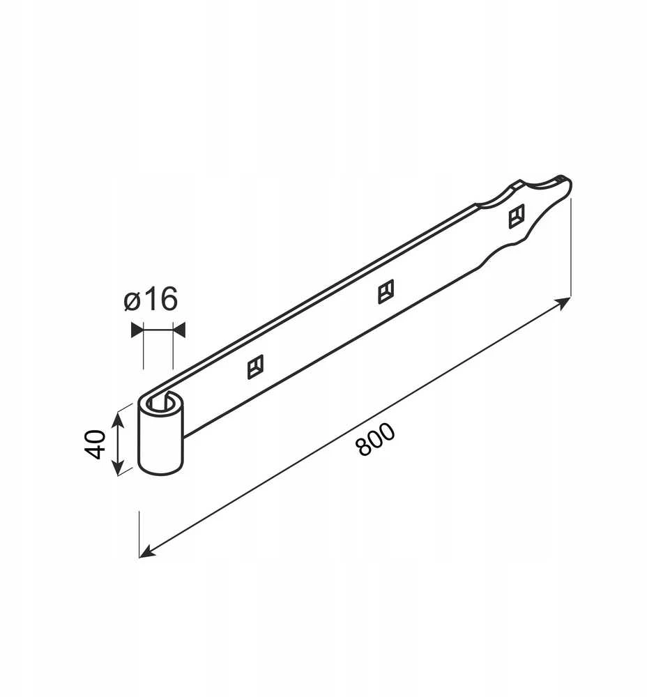 Domax Tvirtinimo detalė durims/vartams 1.6 cm x 4 cm, 80 cm, juoda