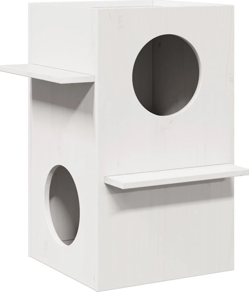 Cat House Baltas 43x43x60 cm medžio masyvo pušis