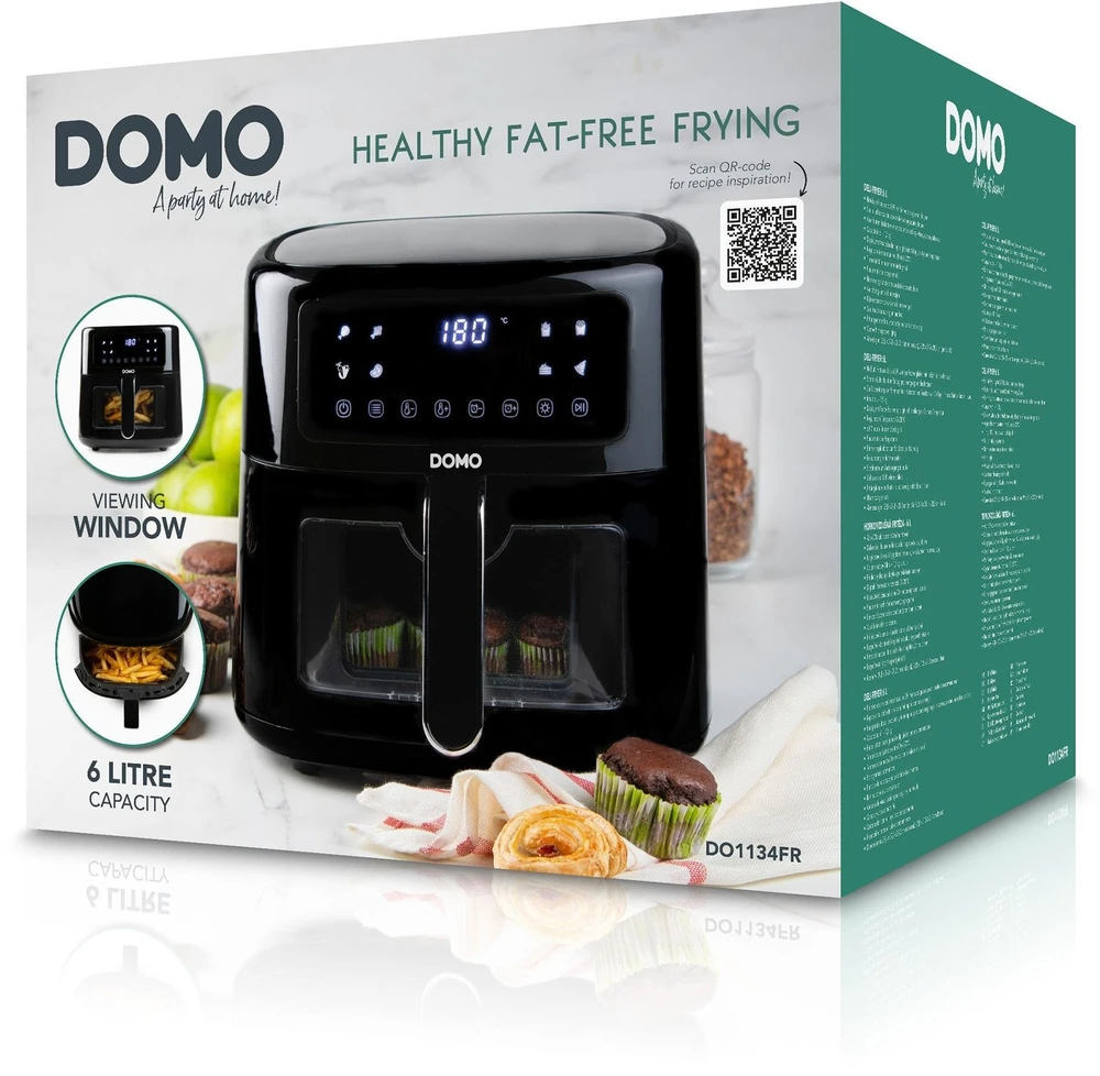 Gruzdintuvė beztłuszczowa Domo DOMO DO1134FR Gruzdintuvė beztłuszczowa 1500W, 6 L, juoda