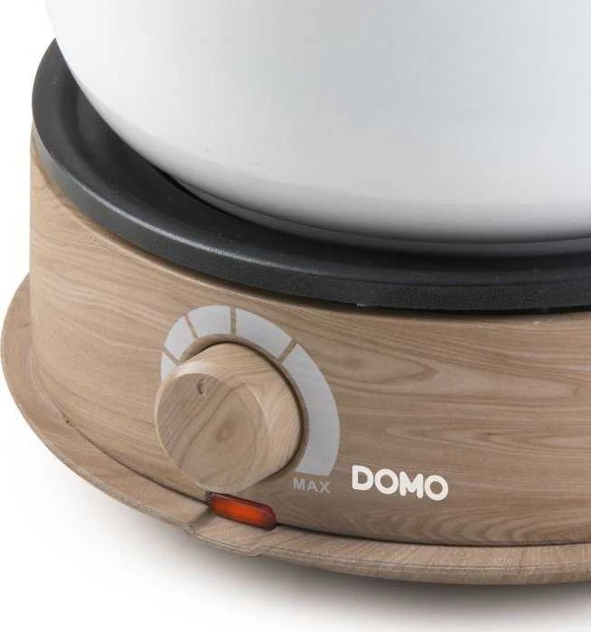 DOMO DO736F Fondue 1500 W valdymo lemputė, 8 medinės fondiu šakutės, balta