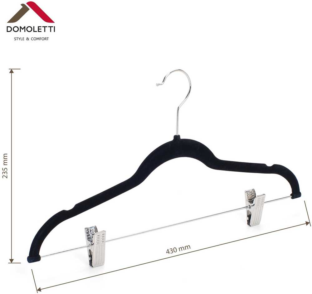 Domoletti VELVET HANGER CLIPS Juodas LSV023 3PCS