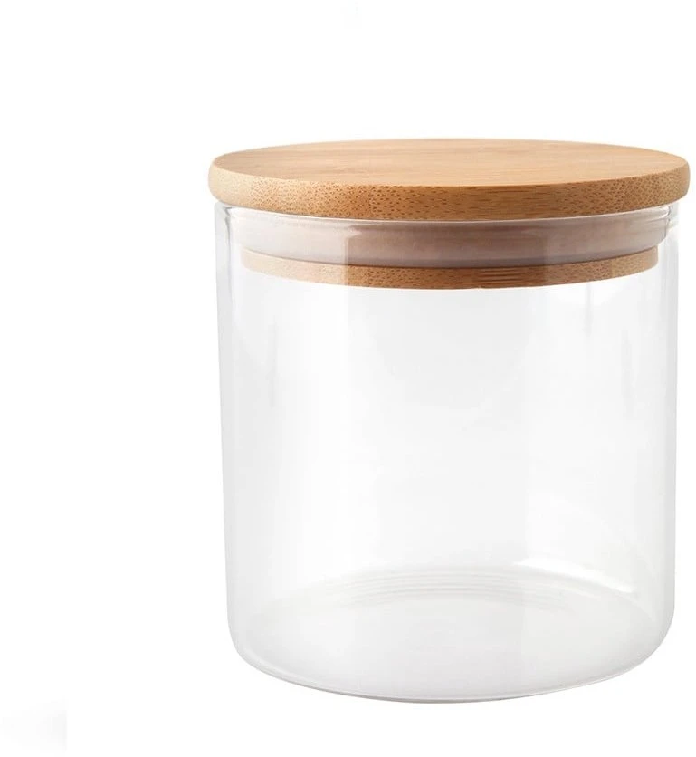 Domoletti JAR STORAGE ROUND GLAS W BAMBO LID 1.3L