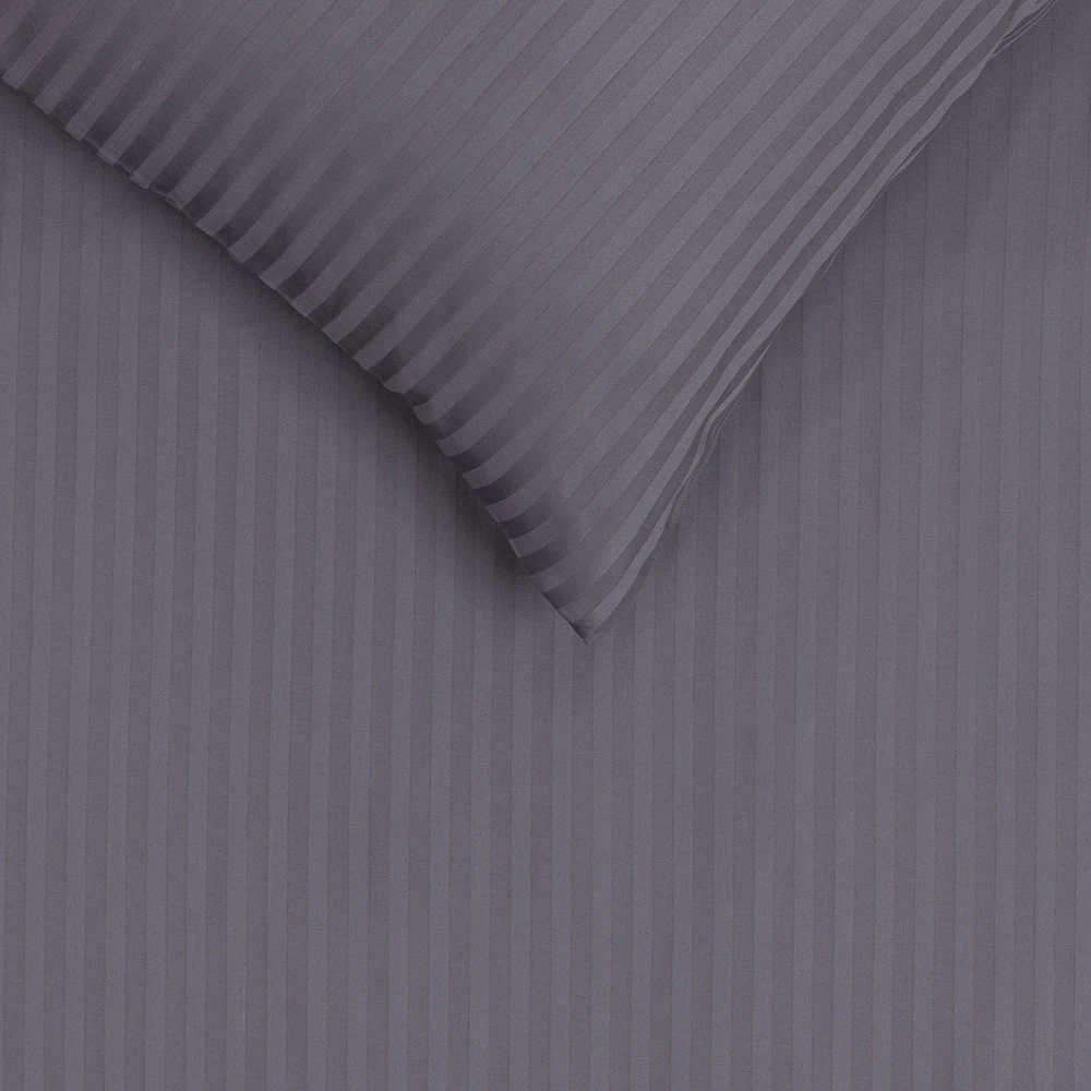 Patalynės komplektas Domoletti lovos užvalkalų komplektas dryžuotas pilkas satinas 160x200