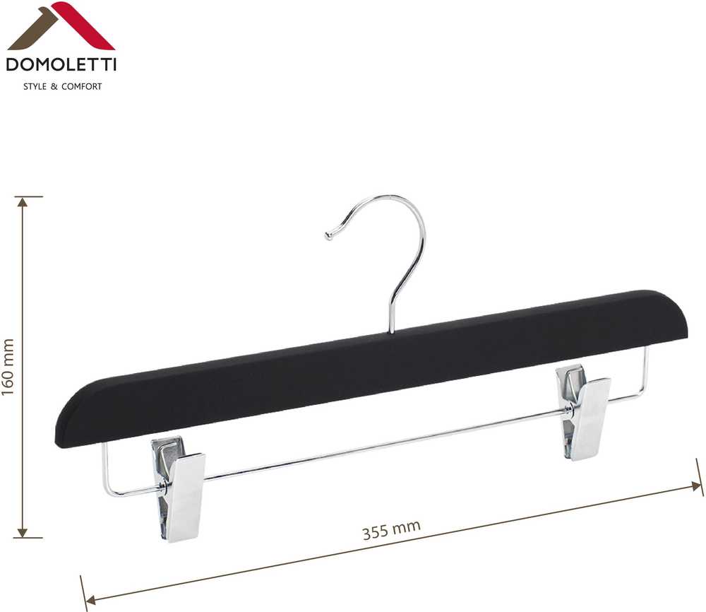 Domoletti RUBBER COATED HANGER LSR023 Juodas 2 PCS