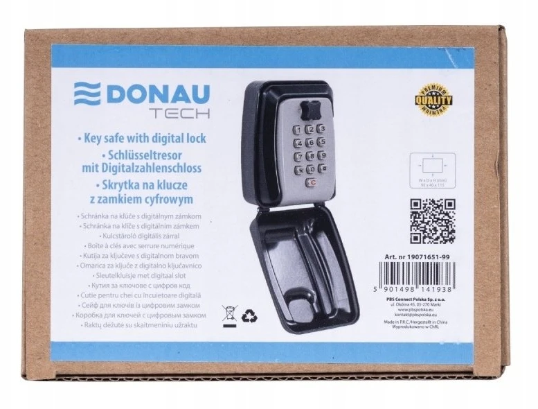 Donau Raktų dėžutė DONAU TECH, su skaitmenine spyna, 115x95x40 mm, juodai sidabrinė