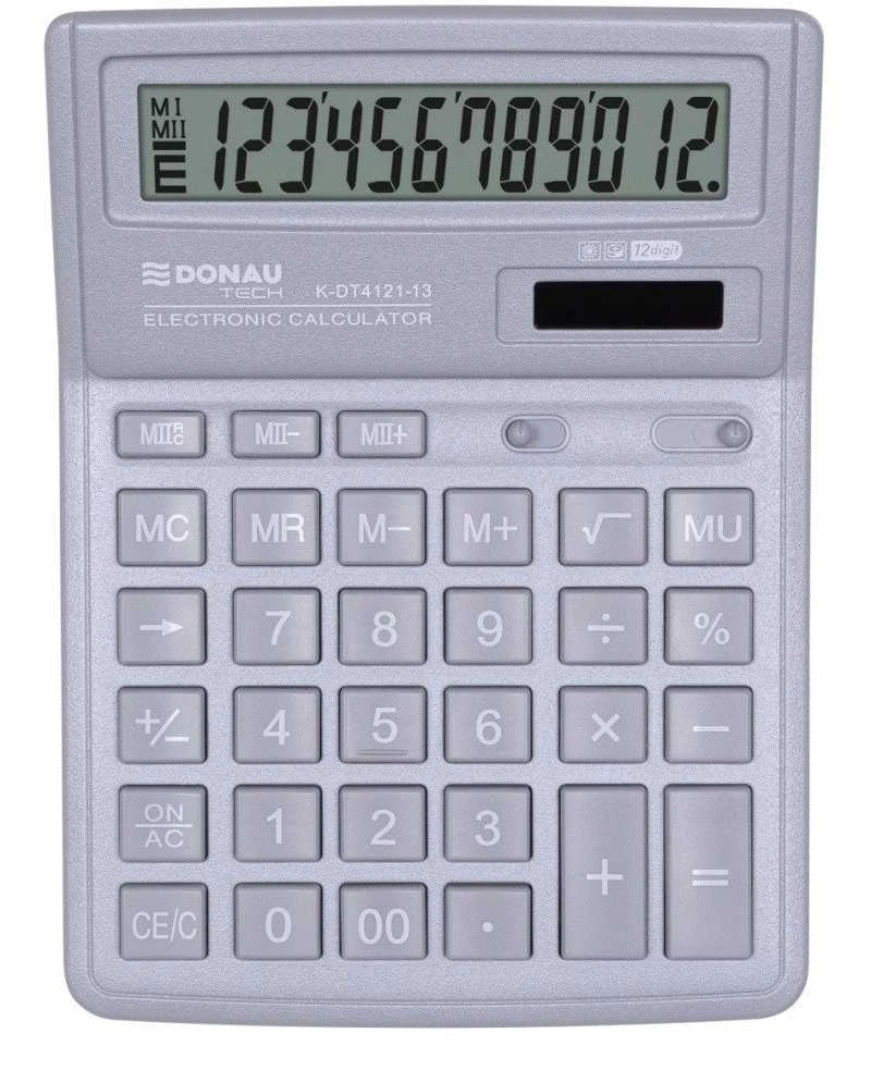 Skaičiuotuvas Donau Biurinis skaičiuotuvas DONAU TECH, 12 skaitmenų, ekranas, matmenys 190x143x40 mm, sidabrinis