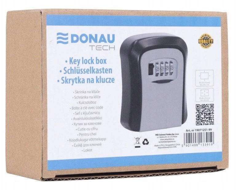 Raktų dėžutė „Donau DONAU TECH“, 115x95x40 mm, juoda ir sidabrinė