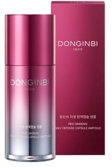„Donginbi Raudona“ ženšenio kasdienės gynybos kapsulių ampulė, švytintis veido serumas, 30 ml