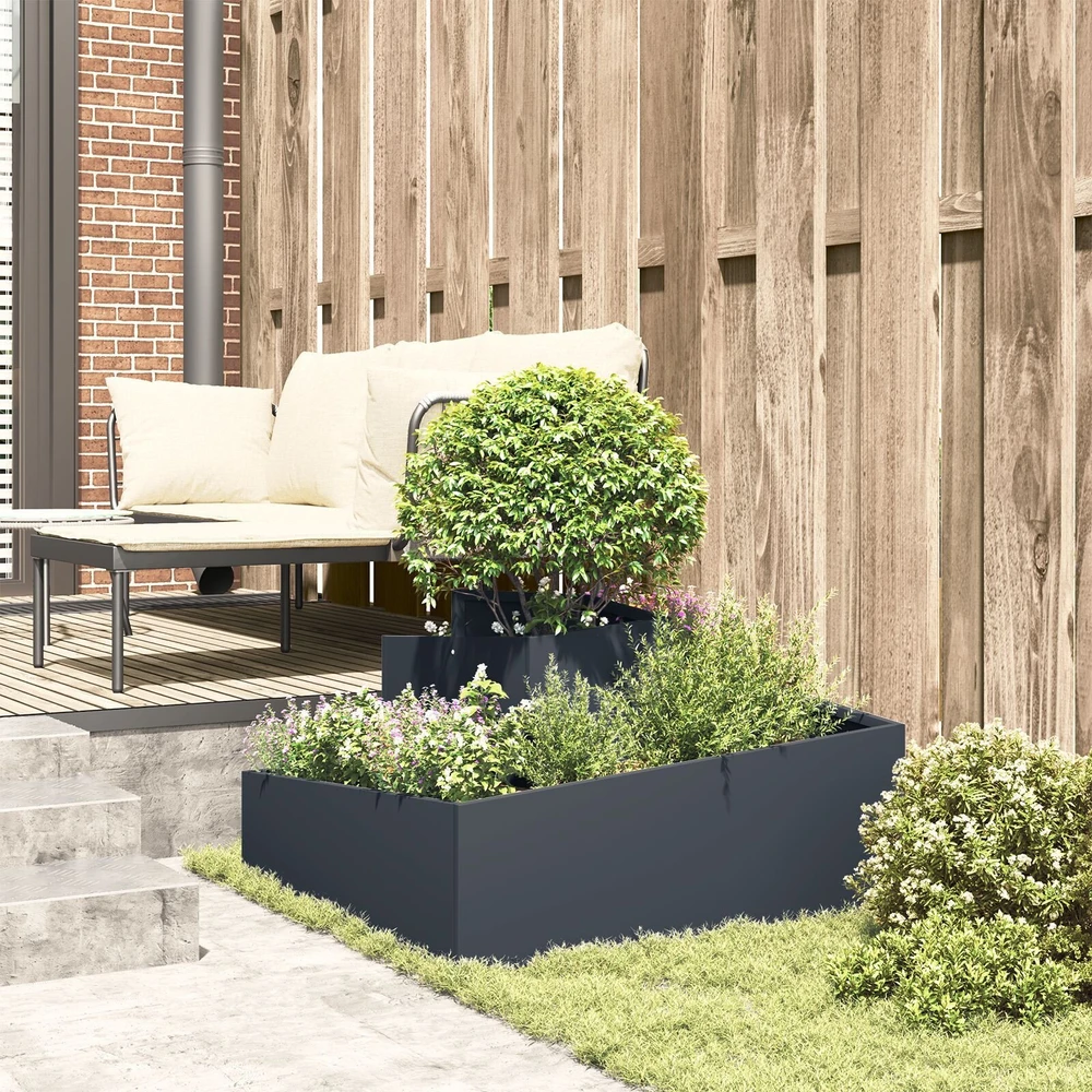Sodo vazonas Antracito 80 x 80 x 50 cm Šaltai valcuotas plienas
