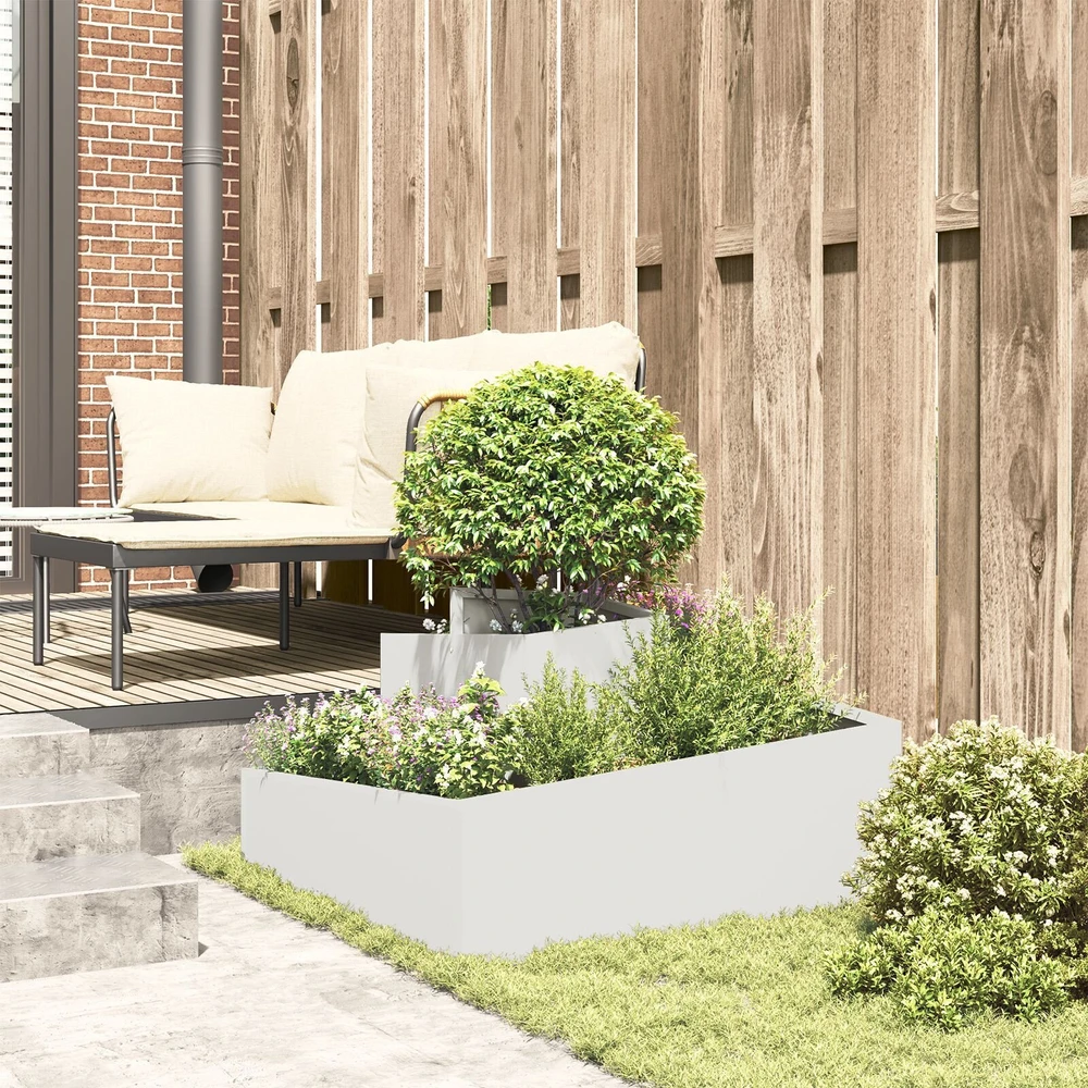 Sodo vazonas Balta 80 x 80 x 50 cm Šaltai valcuotas plienas