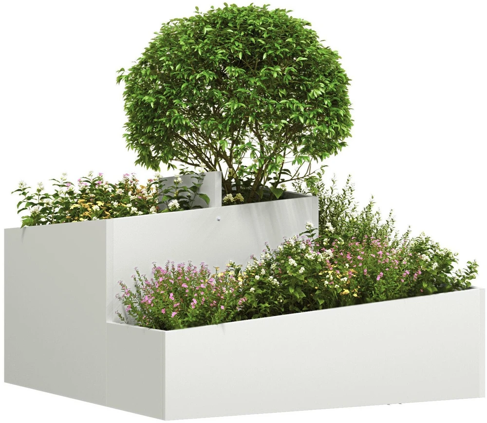 Sodo vazonas Balta 80 x 80 x 50 cm Šaltai valcuotas plienas