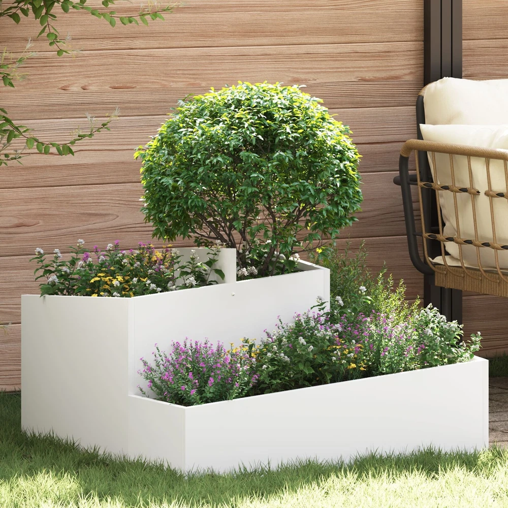 Sodo vazonas Balta 80 x 80 x 50 cm Šaltai valcuotas plienas