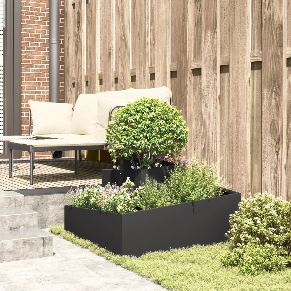 Sodo vazonas Juoda 80 x 80 x 50 cm Šaltai valcuotas plienas